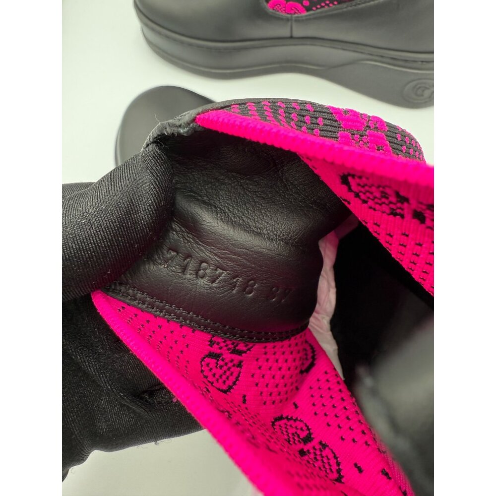 Gucci Women’s Dali Soft Technical GG Jersey Leather Boots Black Fuchsia Sz37 - Picture 7 of 10